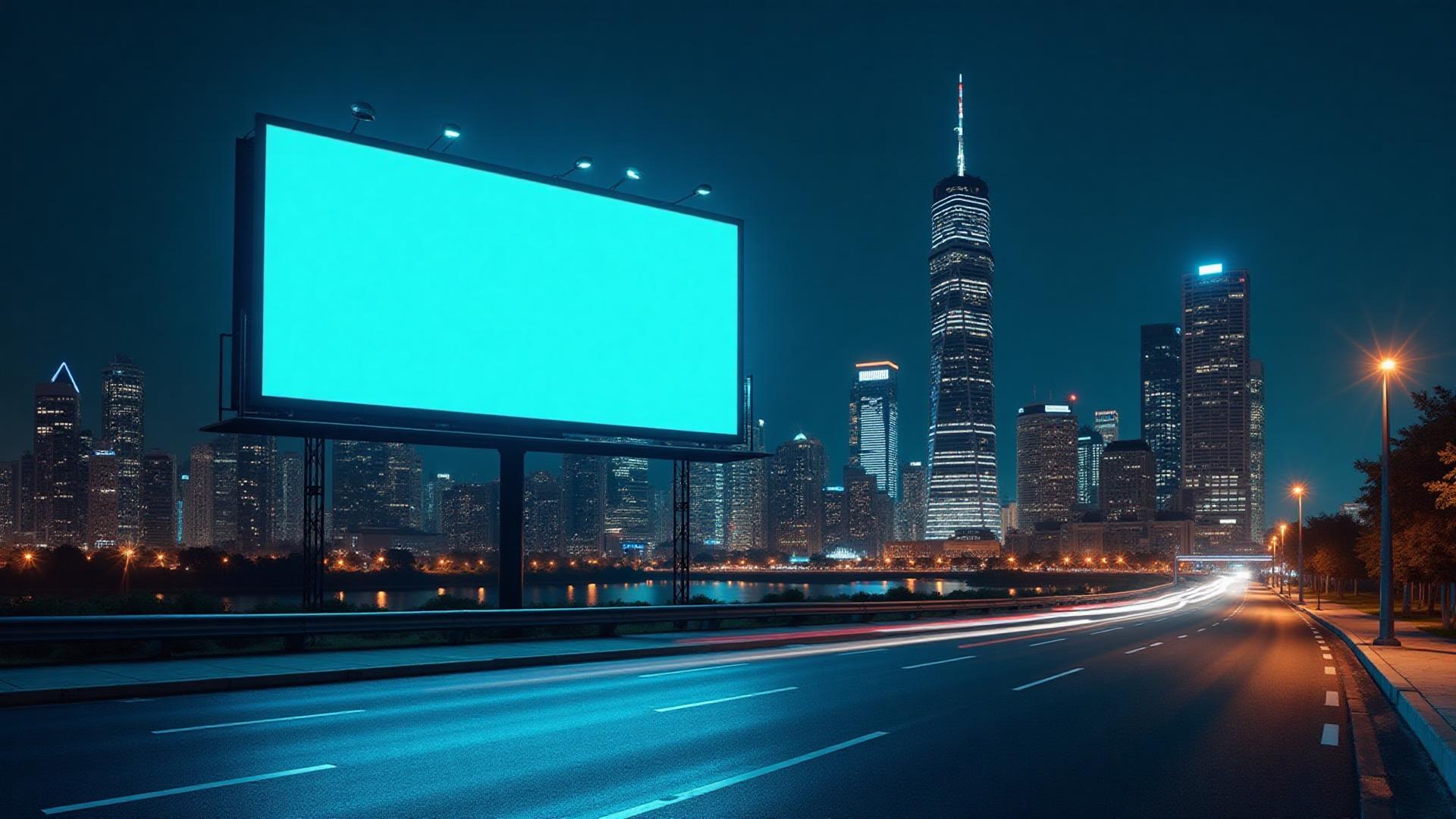 Outdoor billboard advertising in city